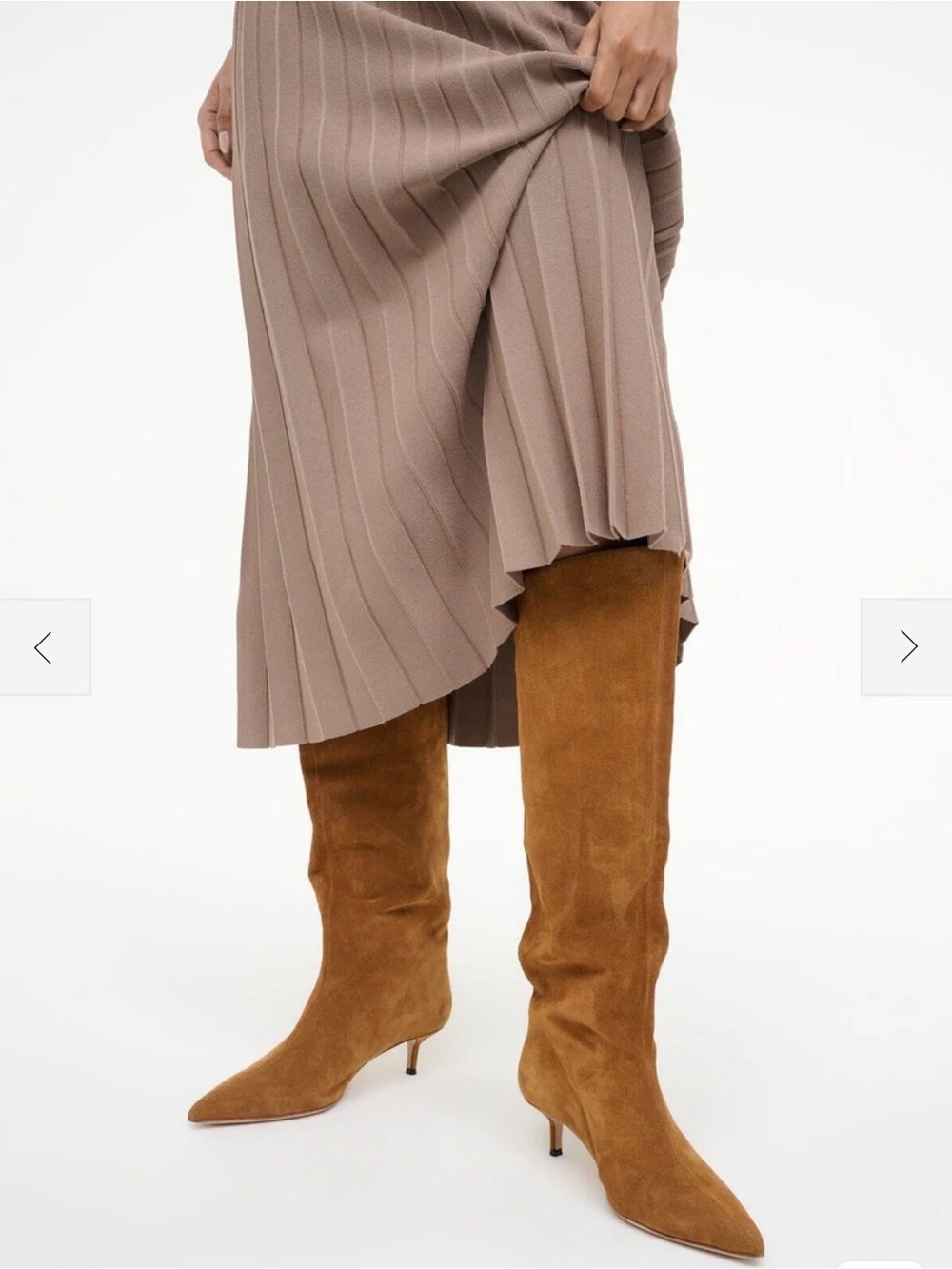 New Staud Sebastian Kitten Heel Suede Knee High Tan Boots Size EU 40.5 10.5 $595 - Picture 2 of 16